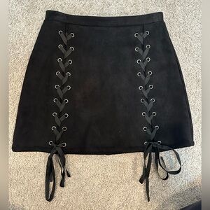 Suede skirt with lace up front size Small.